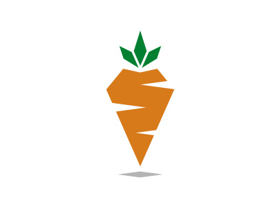 Carrot branding carrot corners flat food icon logo orange sharp trend vegetarian veggie