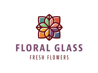 Floral Glass color flat floral flower flowers fresh glass logos mark pattern stained glass trend