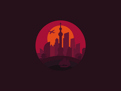 Shanghai asia building china city illustration logo metropolis modern monument shanghai skyscrapers sunset