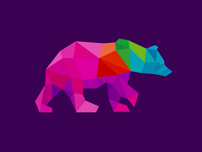 Bear animal bear color design icon logo low poly polygons symbol trend