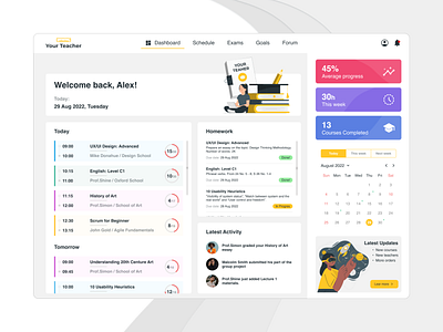 👩‍🏫 Your Teacher - Educational Platform 2d app application clean concept creative dashboard design drawing education figma interface nature ui ux web design yellow