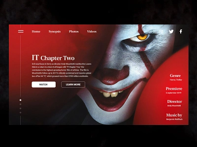 It 2 - Concept design dribble film horror interface it it2 it2019 movie pennywise sketch stephen king ui ux web webdesign website