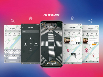 Interactive Map adobe photoshop adobe xd creativehunger design designmadness enjoy the moment find gps interactive interactive map iphone x map app map design mobile app design place social share tracking ux ui design uxlover xddailychallenge