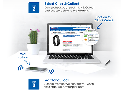 Officeworks Click & Collect click and collect fitbit landing page officeworks steps walkthrough web design