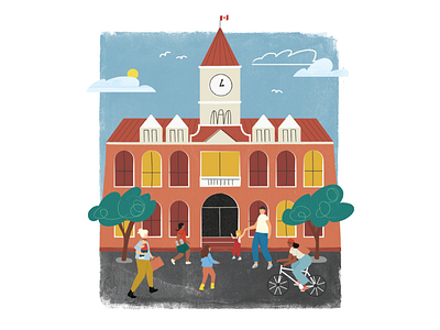 Victoria City Hall childlike illustration illustrator marketing mixedmedia vector