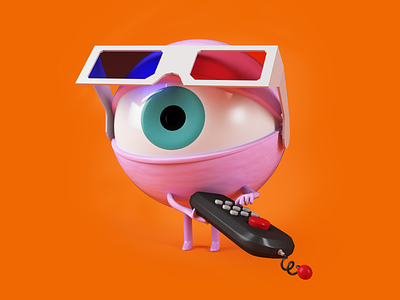 Eye 3d c4d cartoon character cinema 4d design eye nick pink render texturin vray