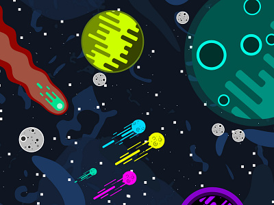 Planetary Universe after effects asteroid icon flat design galaxy illustration meteor icon planet icon space