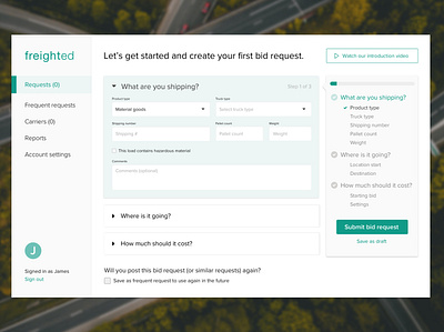 Freight Management Application design form freight steps ui ui ux design ux web app