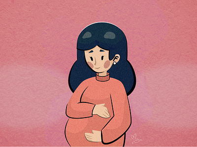 Health for pregnant women coronavirus digital draw digital illustration draw health illustration pink vector illustration woman