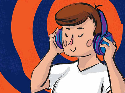 Do you believe in music therapy? blue cute boy cute style digital illustration headphones illustration music orange