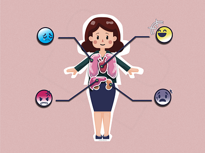 How emotions affect your body? character cute character digital draw digital illustration draw emotions female character illustraion illustration vector art woman