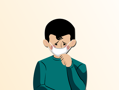 Coronavirus boy boy character character cough digital draw digital illustration disease draw illustraion illustration vector illustration