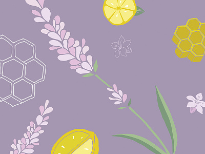 Lavender Honey design drawings food fruits honey honeycomb illustration lavender lemons purple vector vector art vegetables