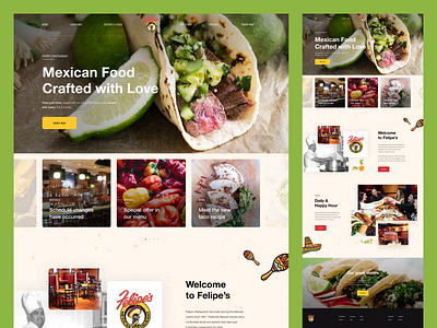 Felipe’s — Website Redesign branding business clean clean ui design flat food food and drink illustrations minimal redesign restaurant typography