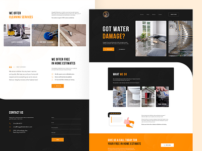 Hoggatt — Website Design black business clean clean design cleaning cleaning service damage design flat minimal orange redesign ui ux water whitespace