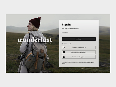 Wanderlust - Web app login app branding design flat minimal ui ux web website