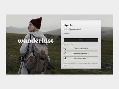 Wanderlust - Web app login