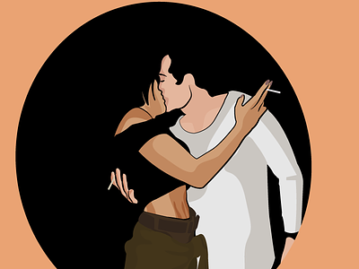 Lovers adobe illustrator illustration kiss love vector woman illustration