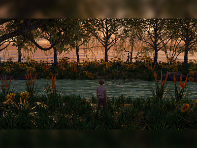 A grove in a wetland 3d c4d creative design