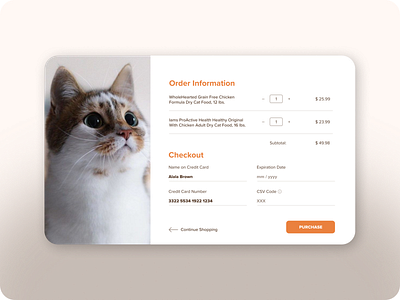 Check out page cat catfood checkout checkout page design illustration webdesign website website design