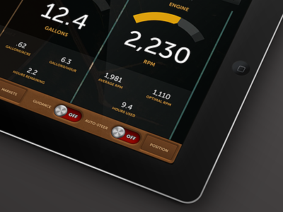 Job Landscape Render dashboard dials gauges ios ipad knobs meters mobile precision farming tablet textures ui