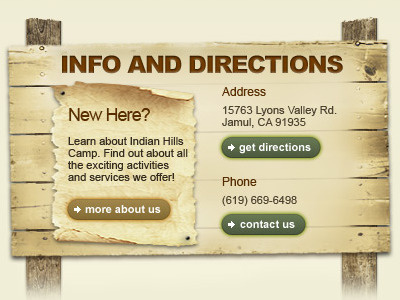 Indian Hills Camp homepage organic website