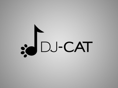 DJ Cat fun logo music note paw
