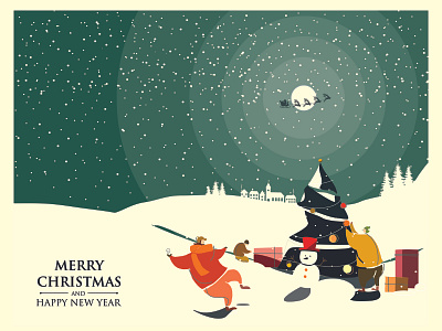 Christmas postcard christmas design illustration postcard xmas