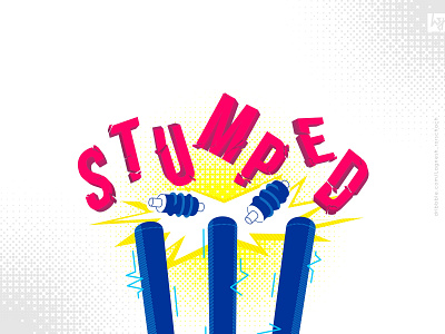 #stumped+ blue cricket graphic design print design vector