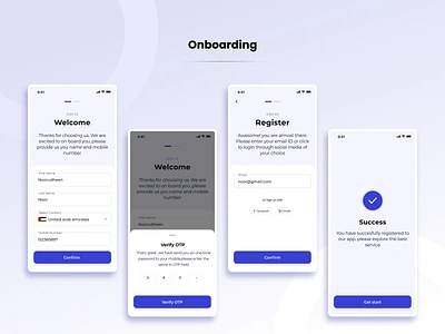 Mobile App - User Onboarding | Registration best app branding design google home page landing page login login page mobile app mobile app design mobile app ui onboarding otp password register signup success page welcome