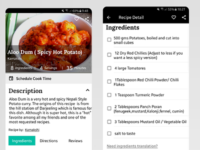 Food Recipe App UI