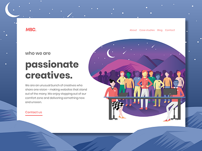 MB Creative Design Agency Website - About Us Page about page about us adobe art brand branding design design agency designer graphic design illustration minimal mountains outdoors space ui ux web web design website