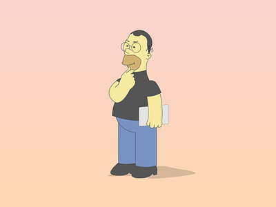 Homer Simpson x Steve Jobs adobe animation apple art cartoon concept design designer graphic graphic design graphic designer homer simpson illustration mac macbook parody simpsons steve jobs tech vector