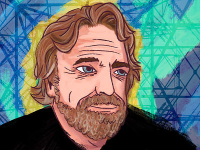 John Perry Barlow illustration magazine design photoshop portrait