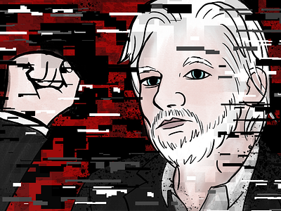 Julian Assange adobe photoshop illustration magazine design portrait