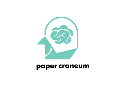 Paper Craneum brain crane cranium icon logo paper