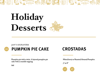 Holiday Desserts menu type