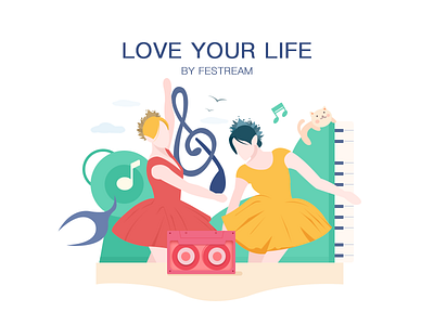 LOVE YOUR 2 colour illustration logo love ui uidesign 插画 舞蹈 设计