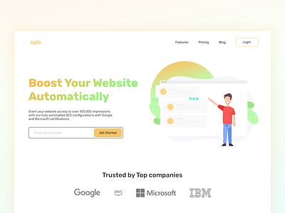 SEO Landing Page animation colour design gradient illustration mockup seo tech ui uiux white