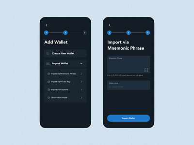 SafePal- Import Wallet 3d cex crypto dark mode defi design dex illustration logo meta mobile mockup onboarding password portfolio security ui uiux wallet web3