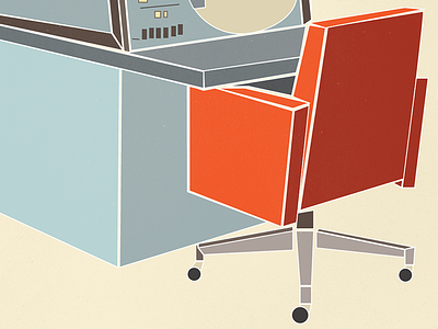 Ground Control Texture-ified furniture illustration mid century space nerd