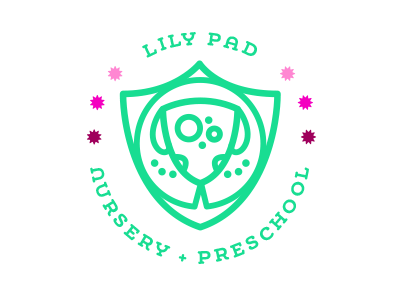 Lily Pad Preschool brand crest frog lily pad logo