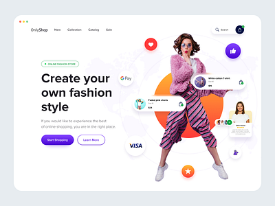 Hero page concept account banner button cart clean ecommerce fashion fashion brand fashion design online online shop online store product review search store ui ux website