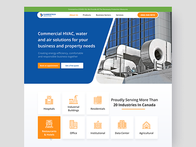 Home page design for Diagnostech Industrial account banner button clean ecommerce header hero hero banner hero section homepage illustraion logo menu online shop online store product sector services ui ux website