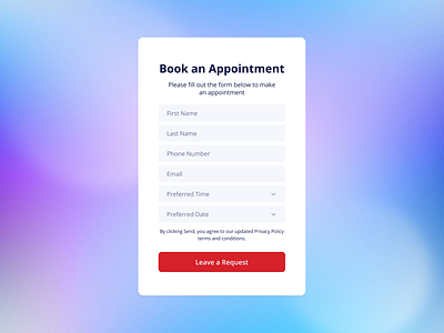 Book an appointment form