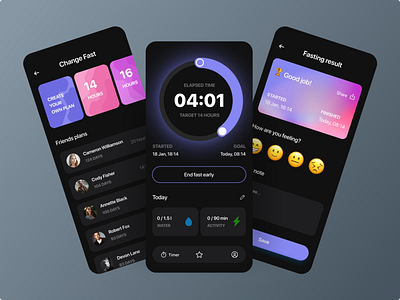 Fasting app account app clean dark dark theme diet ecommerce fast fastapp fasting food healthy ios iosapp product timer