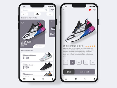 Shoe Mobile App addidas app design nike shoe ui uiux ux web website