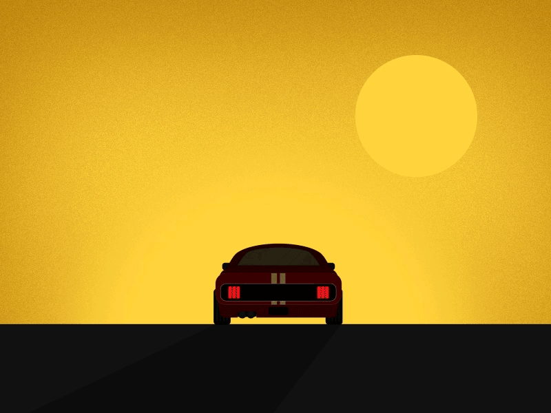 Sunset 2d animation after effects animation car concept flat grain shadows simple sunset vector video