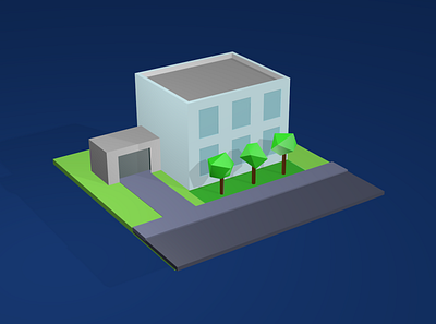 Low Poly Building animation c4d cinema4d flat illustration lowpoly model simple vector