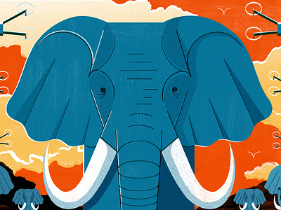 Can AI Drones Save Africa s Elephants - Culture Trip animals colour design editoral editorial illustration elephants illustration print travel